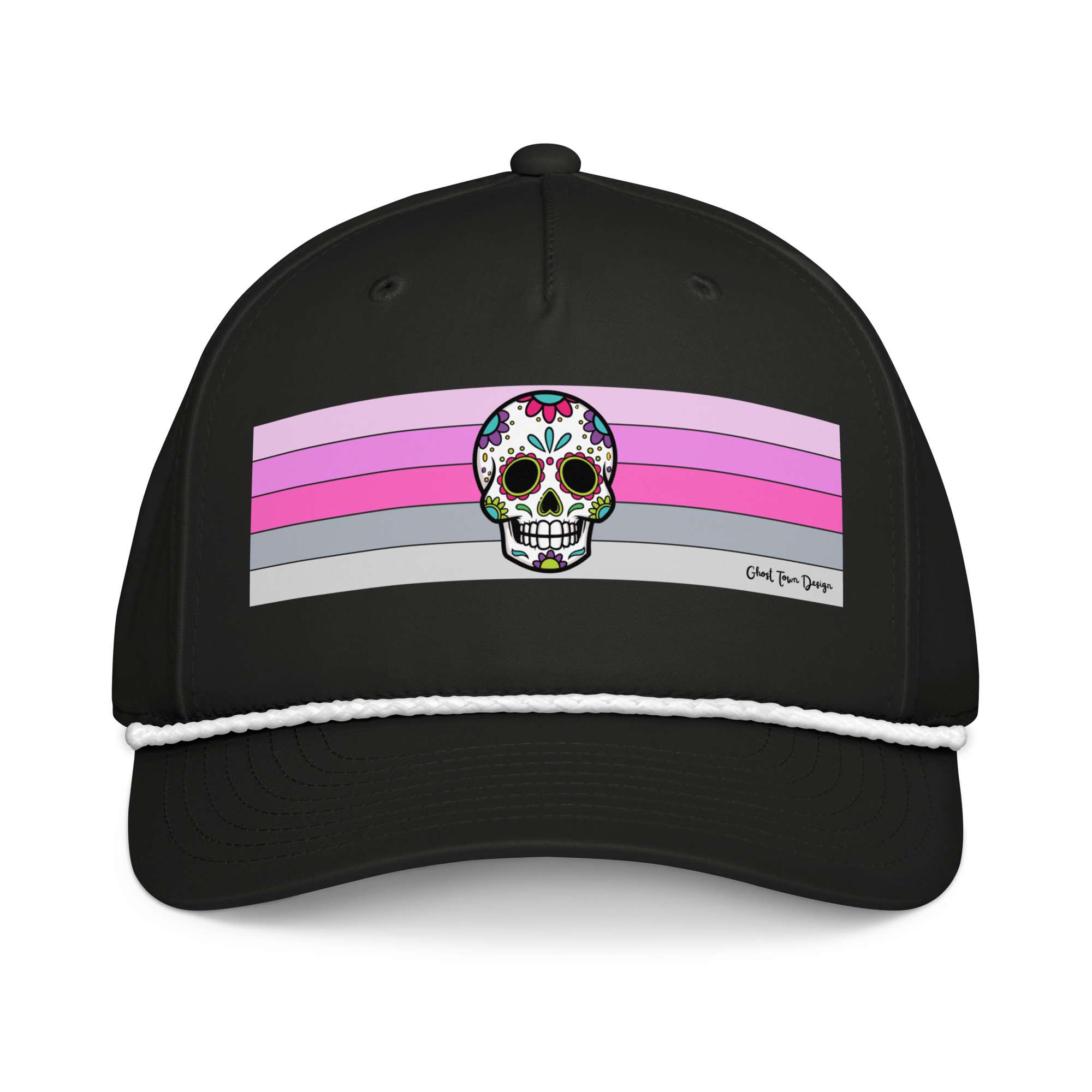 Ghost Town Design and Apparel | Skulls and Stripes Pink Hat
