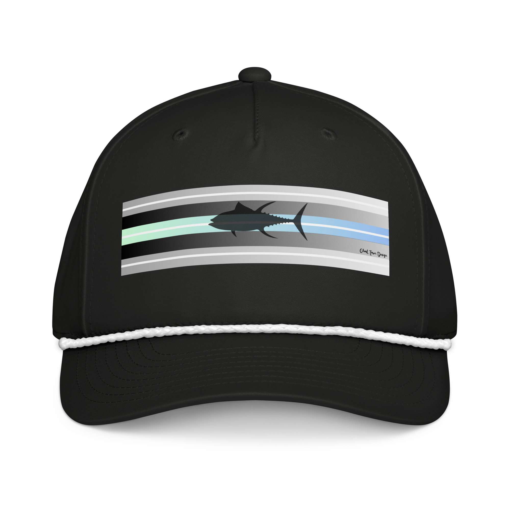 Ghost Town Design and Apparel | Tuna with Blue and Silver Striped Hat