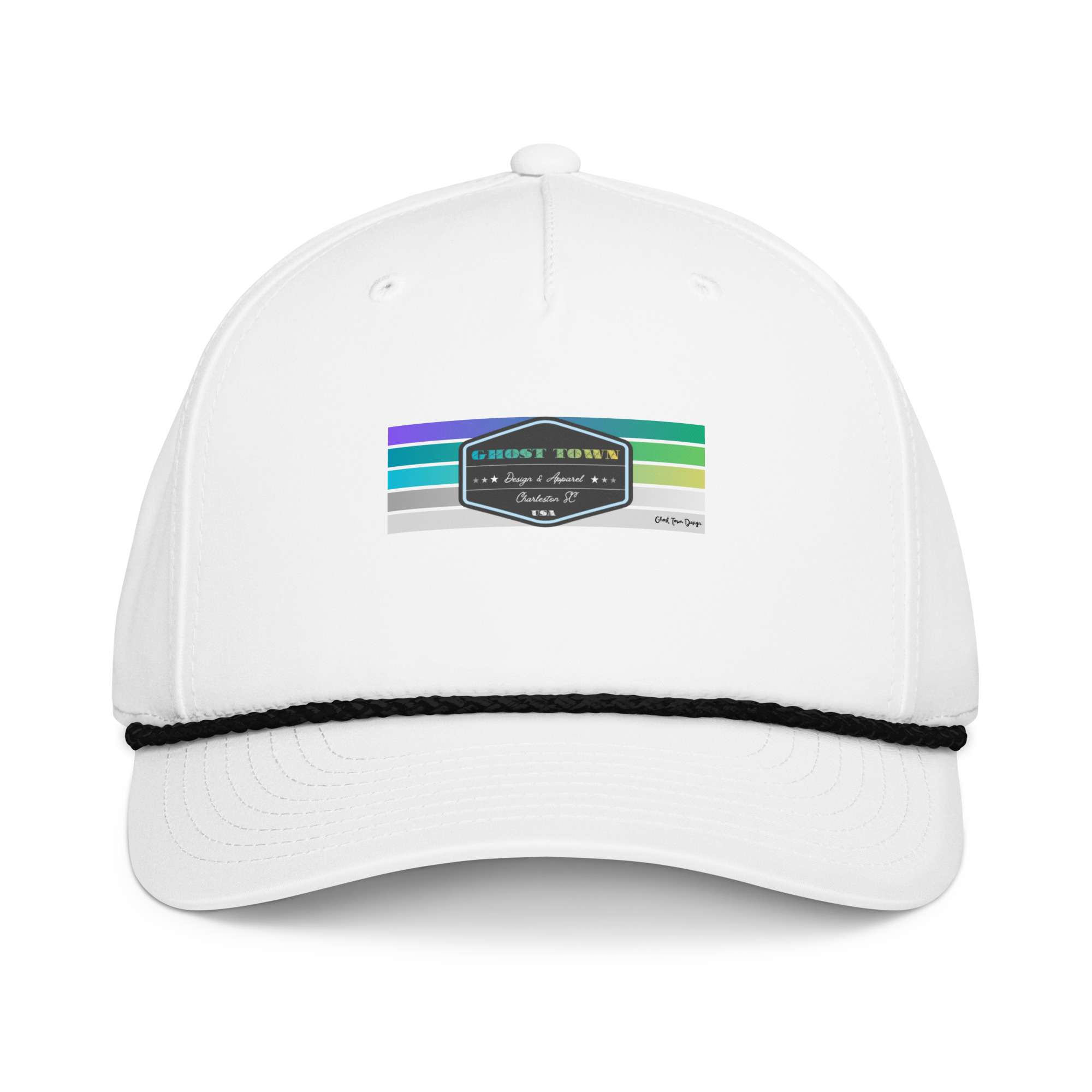 Ghost Town Design and Apparel | GT Logo Blue and Grey Striped Hat - Image 5