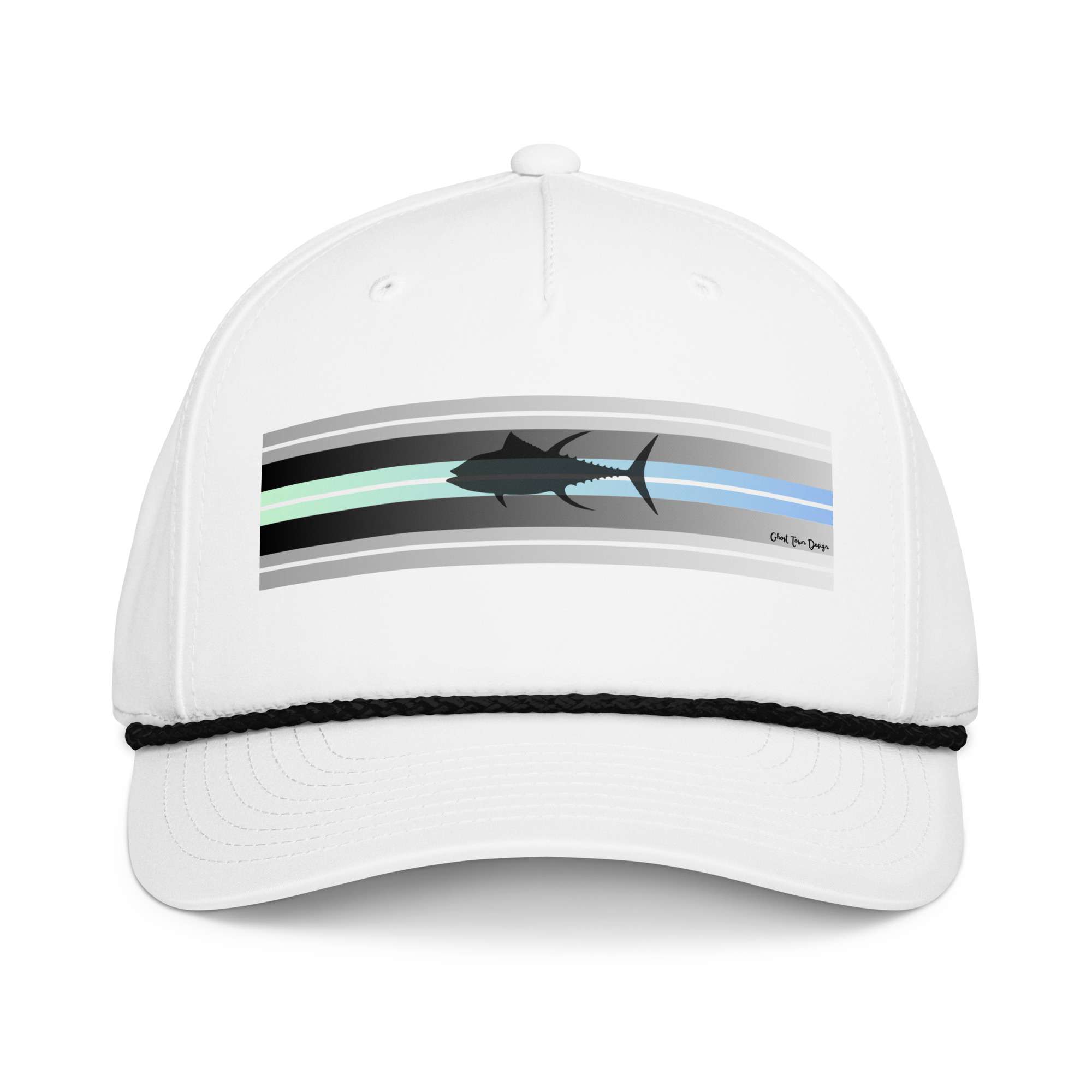 Ghost Town Design and Apparel | Tuna with Blue and Silver Striped Hat - Image 5