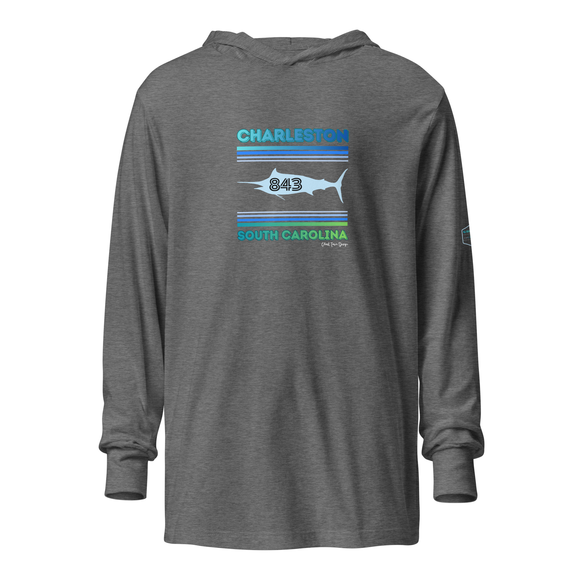 Ghost Town Design and Apparel | Charleston Tuna Hooded Long-sleeve tee - Grey
