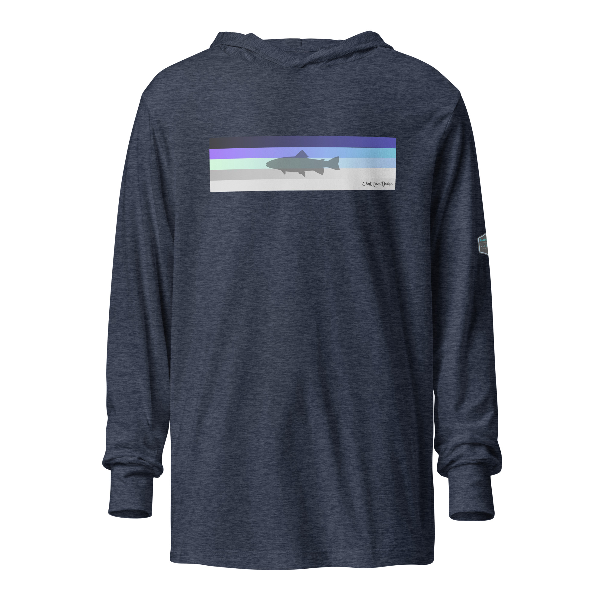 Ghost Town Design and Apparel | Charleston Trout Hooded Long-Sleeve Tee – Navy